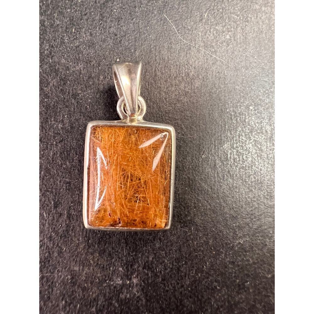 Vintage Nature Company Copper Rutilated Quartz Pendant 925 Sterling Silver